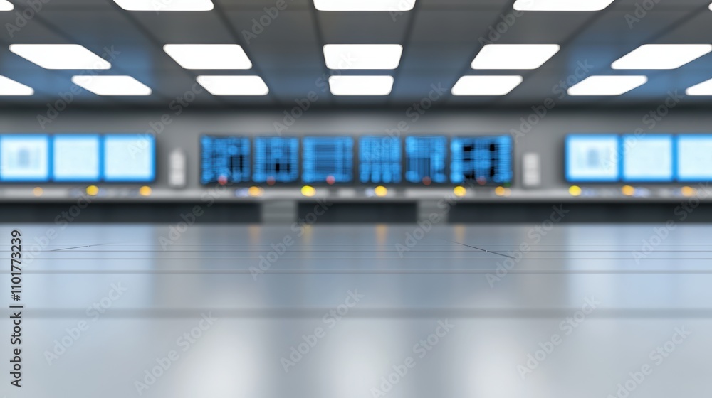 Poster high-tech control room with multiple digital screens and advanced technology setup