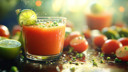 Fototapeta premium Refreshing Tomato Juice with Lime