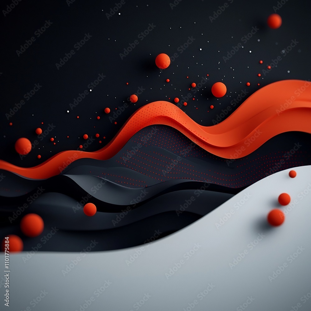 Poster dramatic abstract backdrop showcasing a mesmerizing wave of red dots and lines forming a captivating