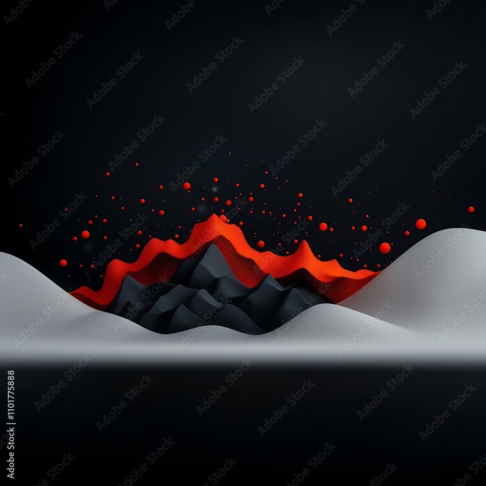 Poster dramatic abstract dark backdrop showcasing a captivating mountainous terrain composed of a mesmerizi