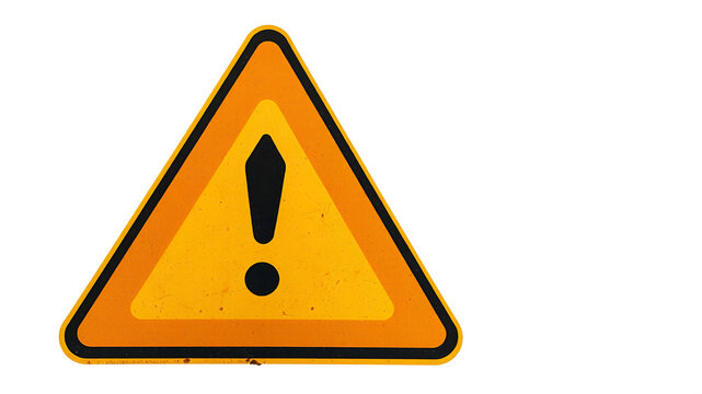 Caution sign with exclamation mark indicating potential hazard or warning. transparent background