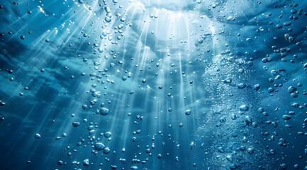 Underwater scene with light rays and bubbles creating a serene atmosphere.