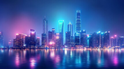 Spectacular skyline of a big modern city. 