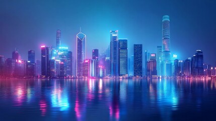 Spectacular skyline of a big modern city. 