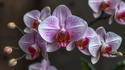 pink orchid on a black background
