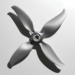 Modern drone propeller, four-step lift system, aluminum made, arrow shape design.