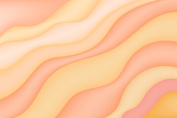 Abstract nude peach color 3d wavy background. Cute candy colors wallpaper. Inflated organic curvy waves pattern with glowing plastic texture for presentation, social media, poster, web banner