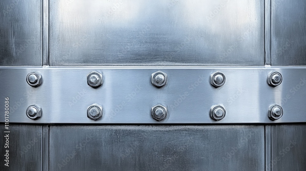 Aufkleber close-up view of metallic surface with rivets and bolts showcasing industrial design elements and te