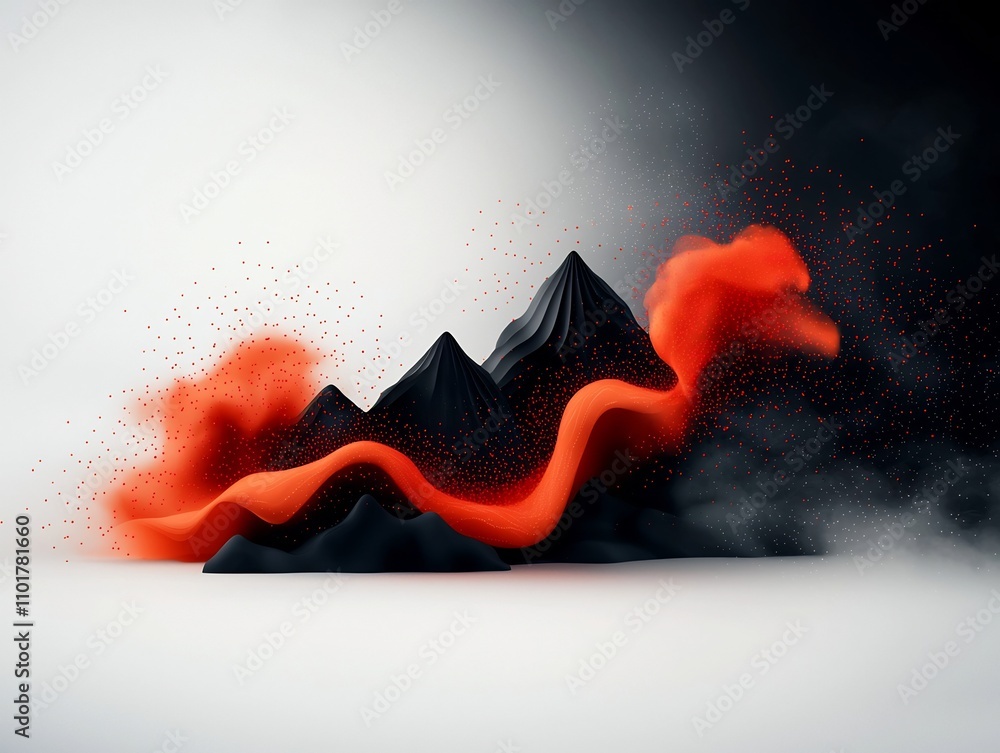 Poster mesmerizing crimson cascade surreal 3d digital art composition with wave like red dots and lines cas