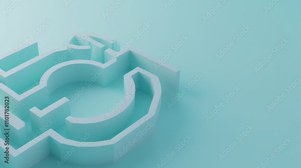 Poster a 3d-rendered architectural maze structure with intricate details in turquoise hues. the abstract la