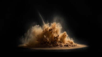 Explosive Dust Cloud in Motion on a Dark Background