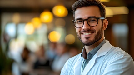 Fototapeta premium Candid Photo Data Scientist Presenting Big Data Insights Team Conference Room Copy Space