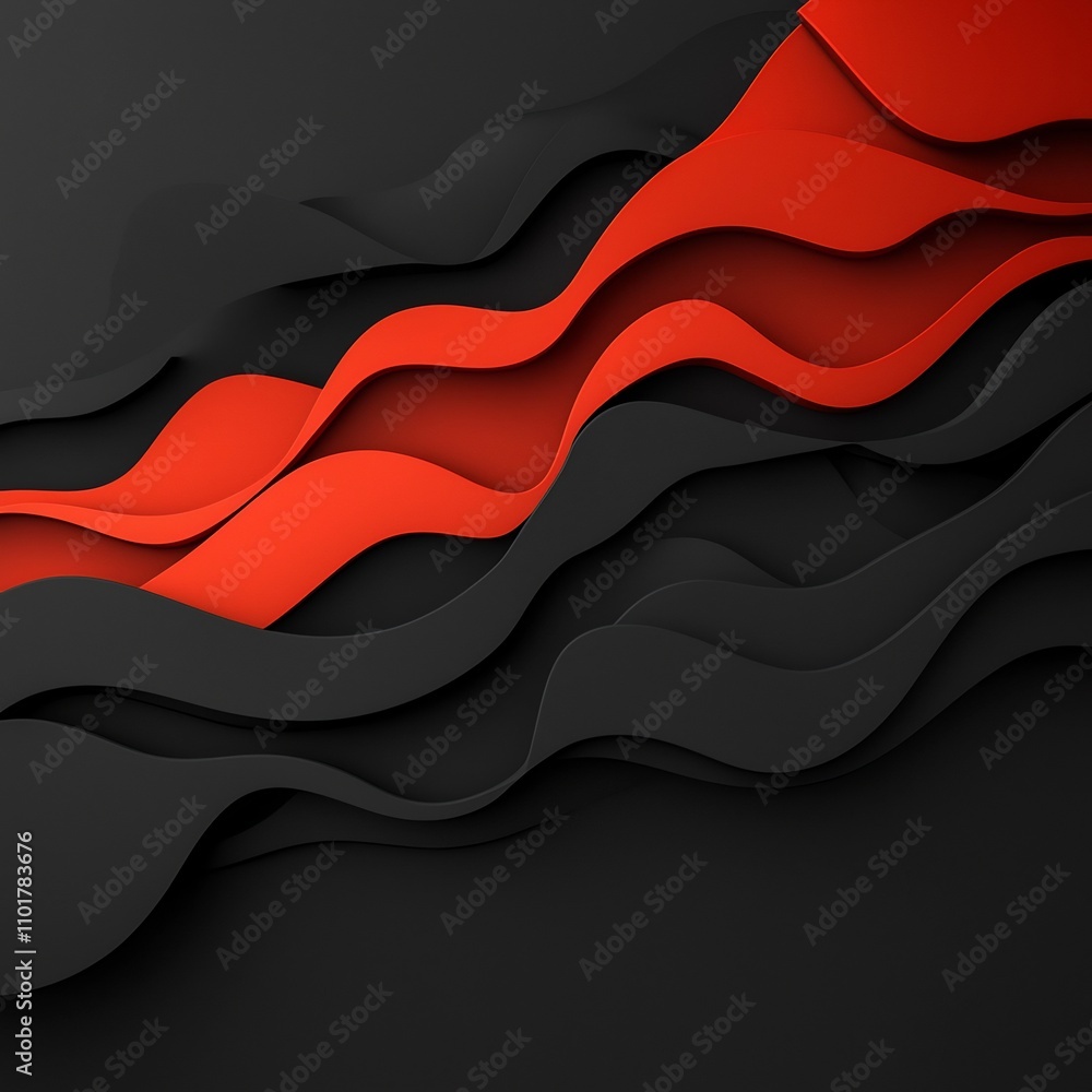 Aufkleber mesmerizing 3d rendered geometric silhouettes in shades of red and black against a dark mysterious b