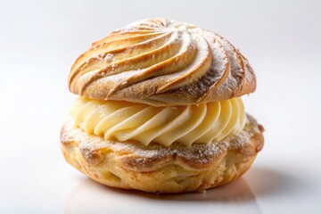 Vintage Style Cream Puff Pastry with Custard Filling on Transparent Background for Bakery and Dessert Lovers