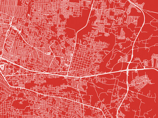 Christmas Map of Tonala, Mexico in Snowy White on Festive Red Background.