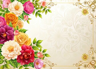 Vintage Style Vector Design Invitation Card with Elegant Floral Elements, Perfect for Weddings, Parties, and Celebrations on a Clean White Background with Ample Copy Space