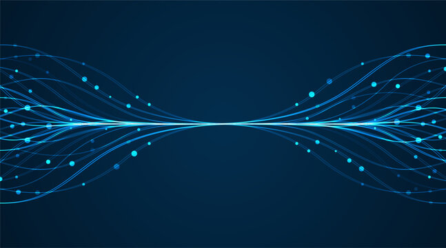 Ai technology. Concept of artificial intelligence. Blue and dots lines. Digital, communication, science, networks