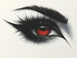 Fototapeta premium Detailed Black Ink Tattoo of an Eye Symbolizing Vision and Awareness