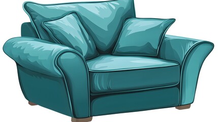 Cozy turquoise armchair living room furniture design modern home interior decor comfort concept