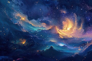 Glowing Nebula and Stars Illuminate the Cosmos