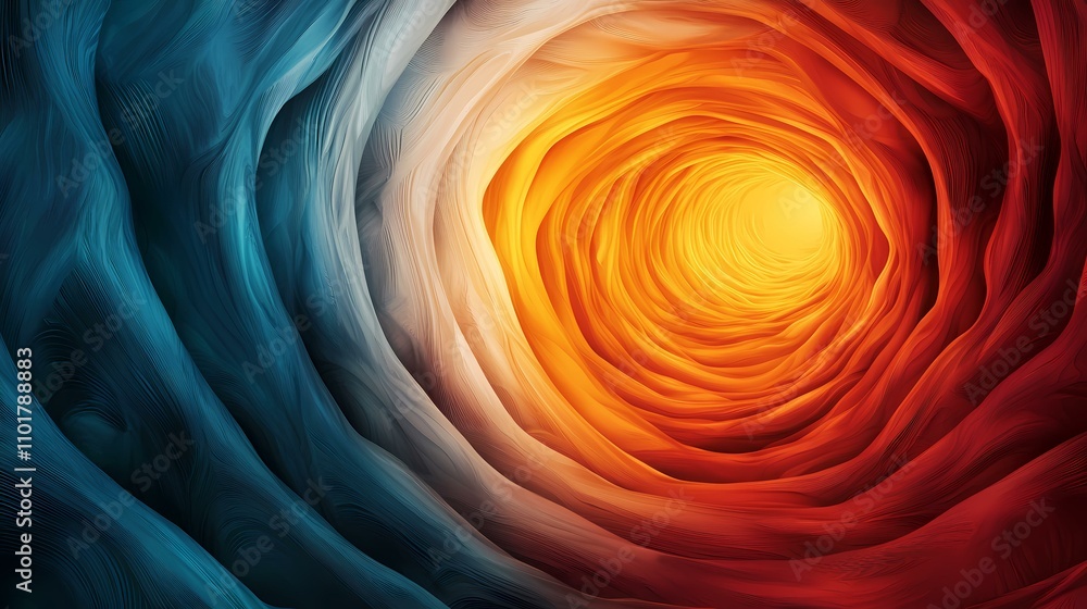 Poster the image shows an abstract swirling tunnel of color, transitioning from cool teal blues on the left