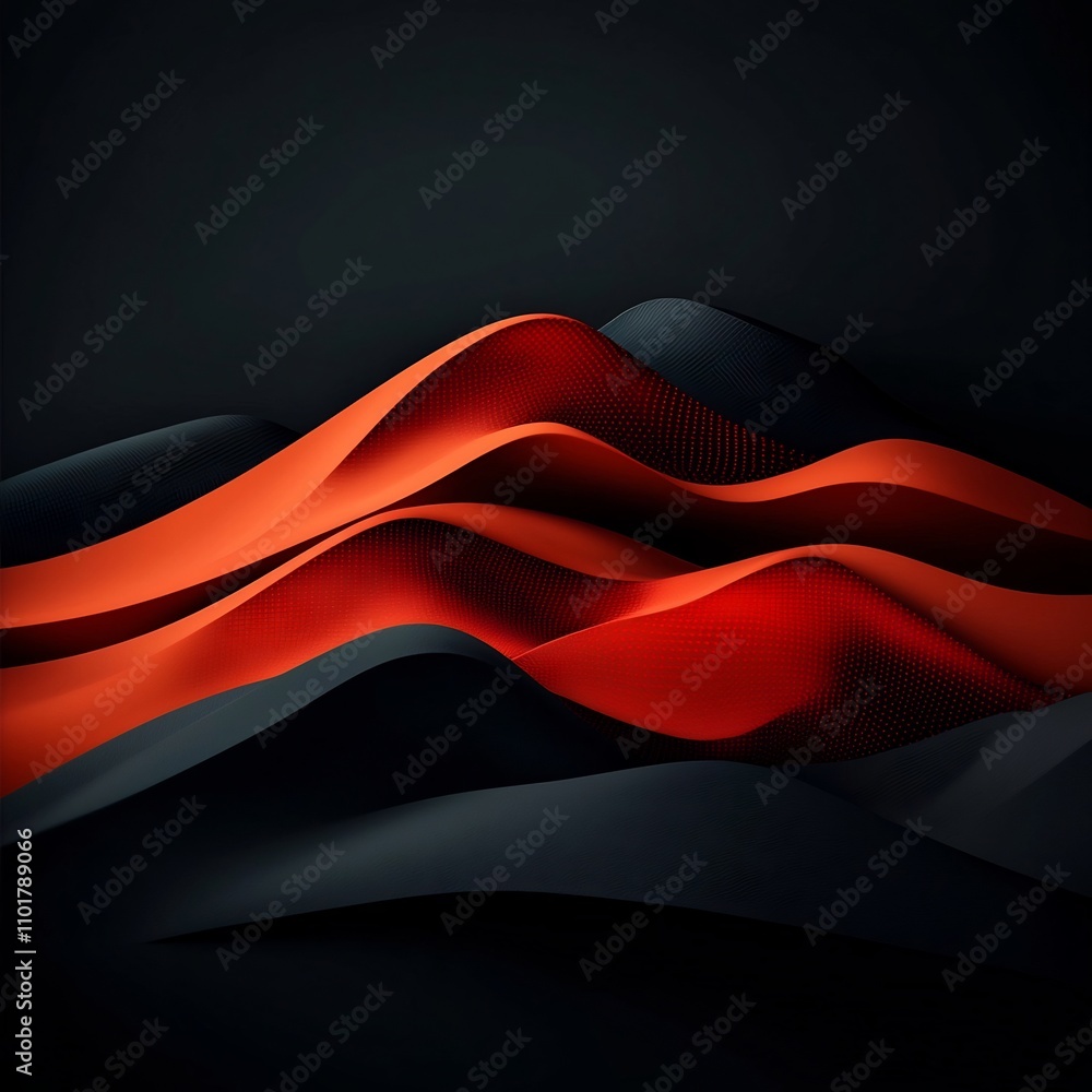 Poster captivating minimalist 3d digital art showcasing a mountainous terrain composed of a mesmerizing wav