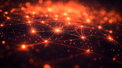 Obraz premium Bokeh Digital Art Cybersecurity Networks Blurred Nodes Connections Copy Space Concept