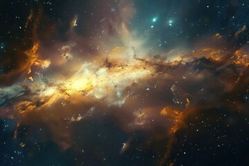 Glowing Nebula and Stars in the Cosmos