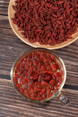 China's Ningxia wolfberry health tea in a glass