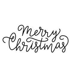 Merry Christmas Lettering, black letters on white background. Monoline hand written calligraphy style. For poster, banner, card  for winter holidays.