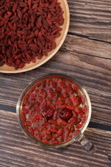 China's Ningxia wolfberry health tea in a glass