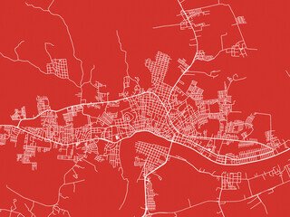 Christmas Map of Tuxpam de Rodriguez Cano, Mexico in Snowy White on Festive Red Background.