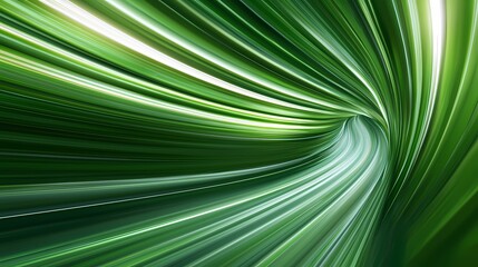 Obraz premium The image contains an abstract depiction of swirling, green and white lines converging into a vortex.A medium description sentence: Dynamic green and white streaks create a captivating, spiraling ef