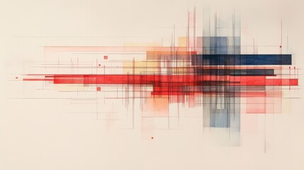 Detailed pencil drawing of a data chart with red and blue lines