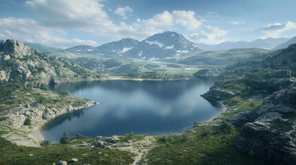 Obraz premium Serene Mountain Lake Landscape Stunning Nature Photography