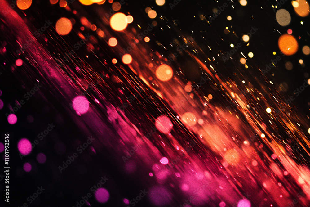 Poster dynamic colorful bokeh lights in motion creating an abstract vibrant visual with glowing dots and st