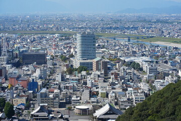 岐阜県の金華山からの岐阜市内の風景