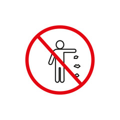 Do not litter sign flat line symbol set.