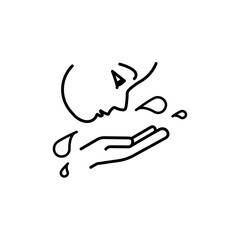 Face washing icon flat line symbol set.