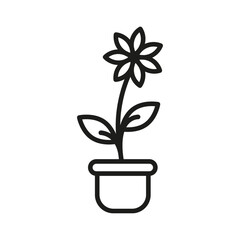 Flowerpot icon flat line symbol set.