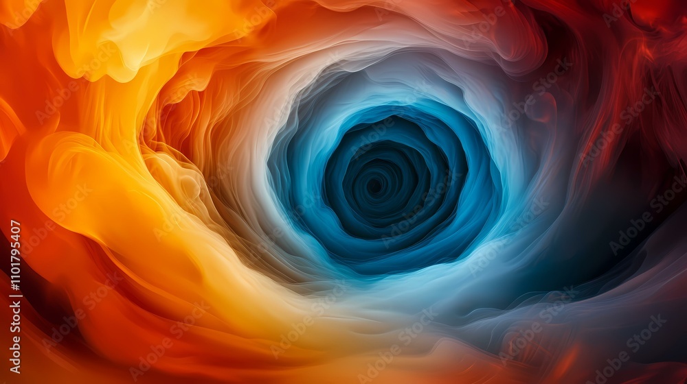 Aufkleber the image shows an abstract swirling vortex of vibrant colors, transitioning from warm oranges and r