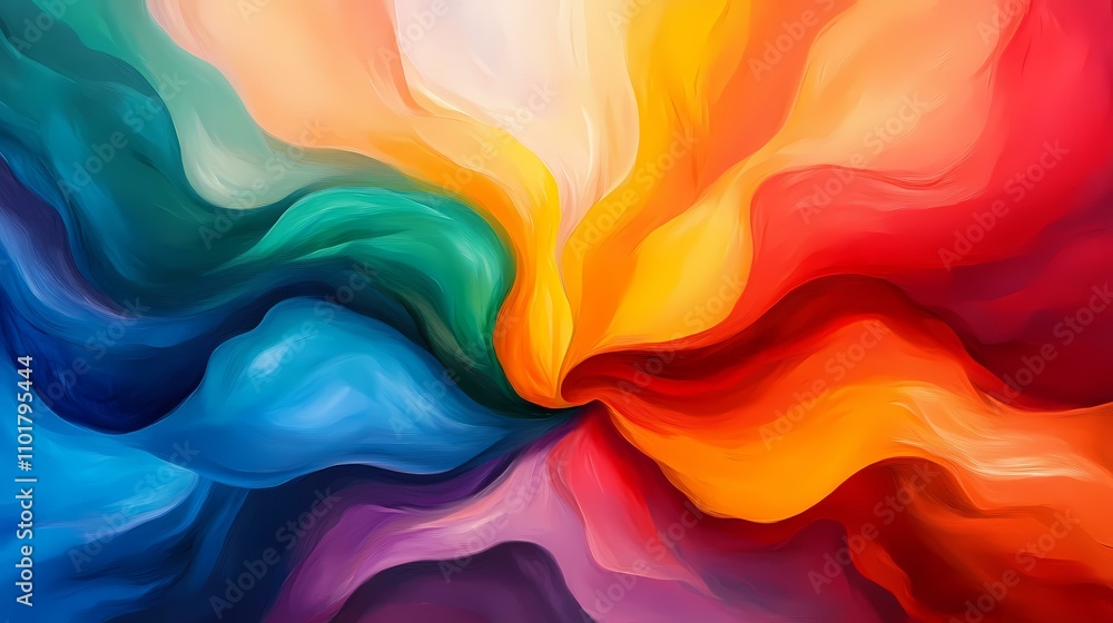 Aufkleber the image shows an abstract painting with swirling, vibrant colors that blend seamlessly into one an
