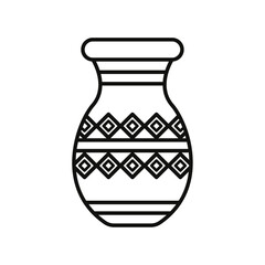 Indian pot icon flat line symbol set.