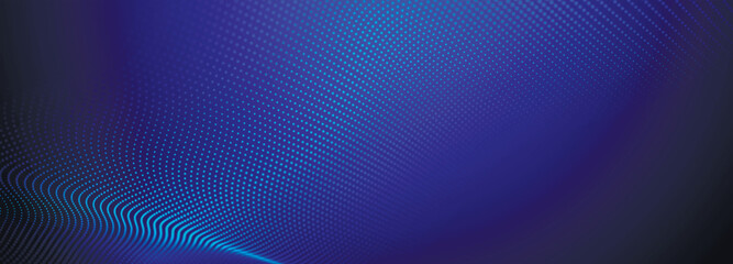 Digital technology background. Dynamic wave of glowing points. Futuristic background for presentation design. 3d Widescreen. Vector illustration.