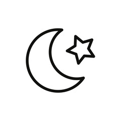 Islam star and crescent icon flat line symbol set.