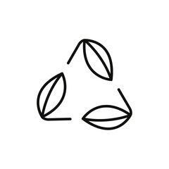 Leaves eco recycle icon flat line symbol set.