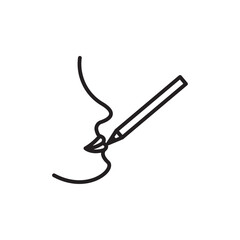 Lip pencil icon flat line symbol set.