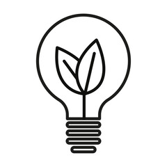 Lightbulb with leaf icon flat line symbol set.