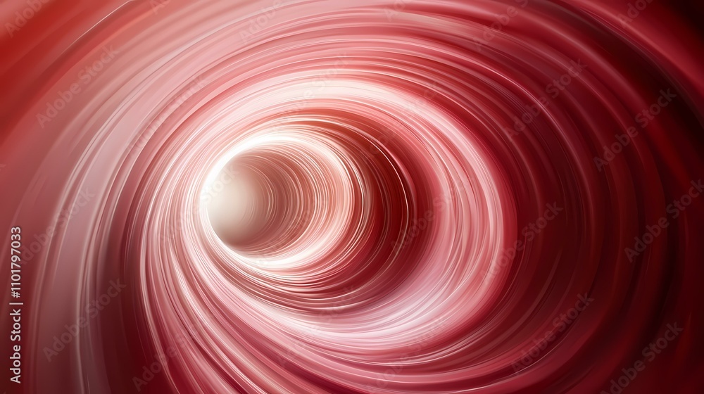 Poster the image shows a swirling, tunnel-like abstract design in shades of red and white, creating a sense