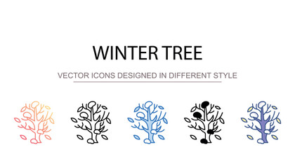 Winter Tree icon design with white background stock illustration